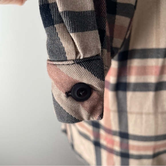 Michael Tyler Check Button Down Drapey Top Shirt Womens Size Small - Picture 2 of 12